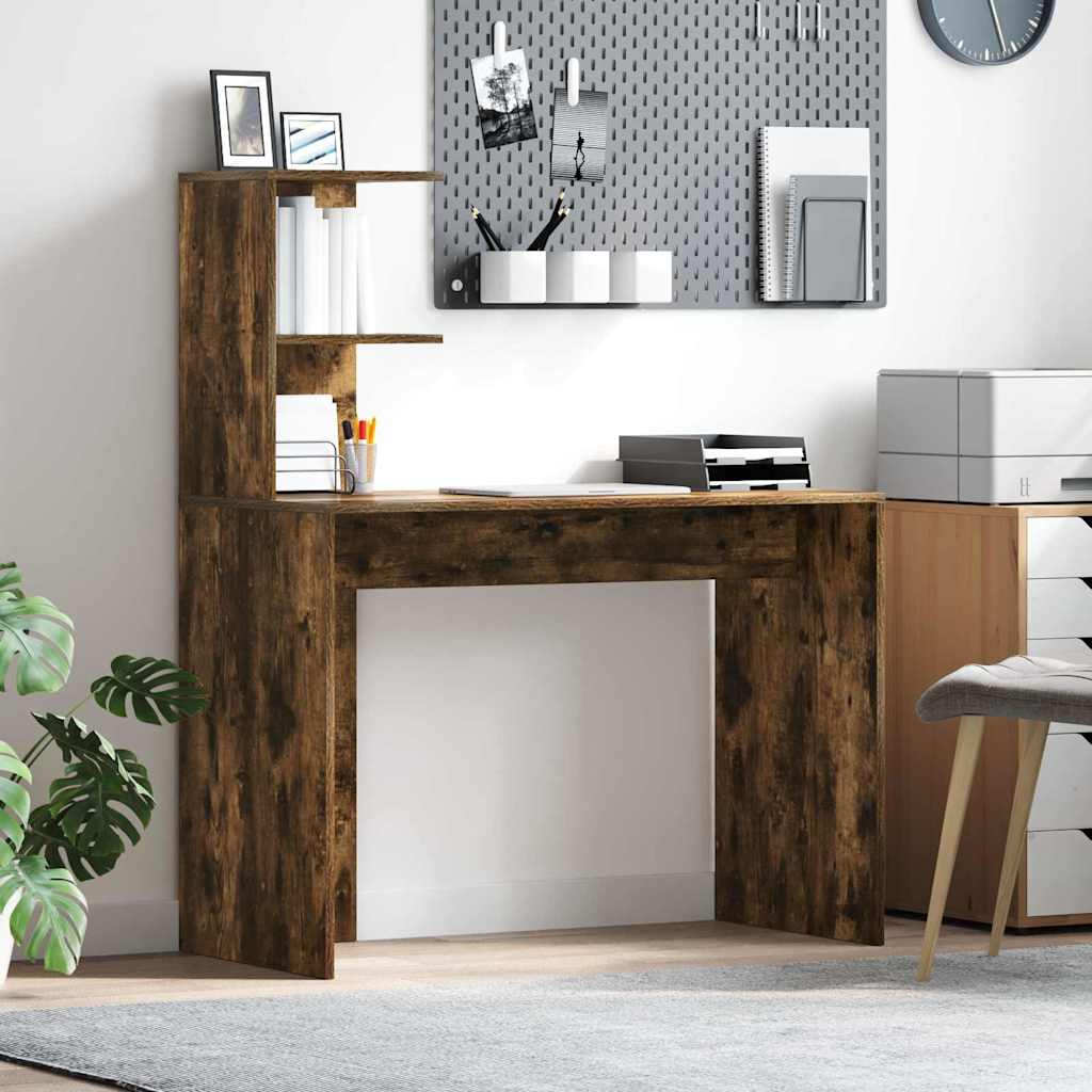 Vidaxl bureau gerookt eiken 102 x 50 x 124 cm bewerkt hout