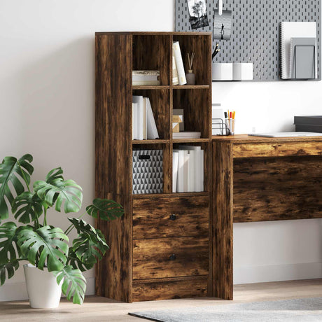 Vidaxl hoge kast met lade gerookt eiken 45,5 x 34 x 127 cm