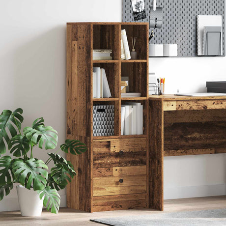 Vidaxl hoge kast met lade oudhout 45,5 x 34 x 127 cm