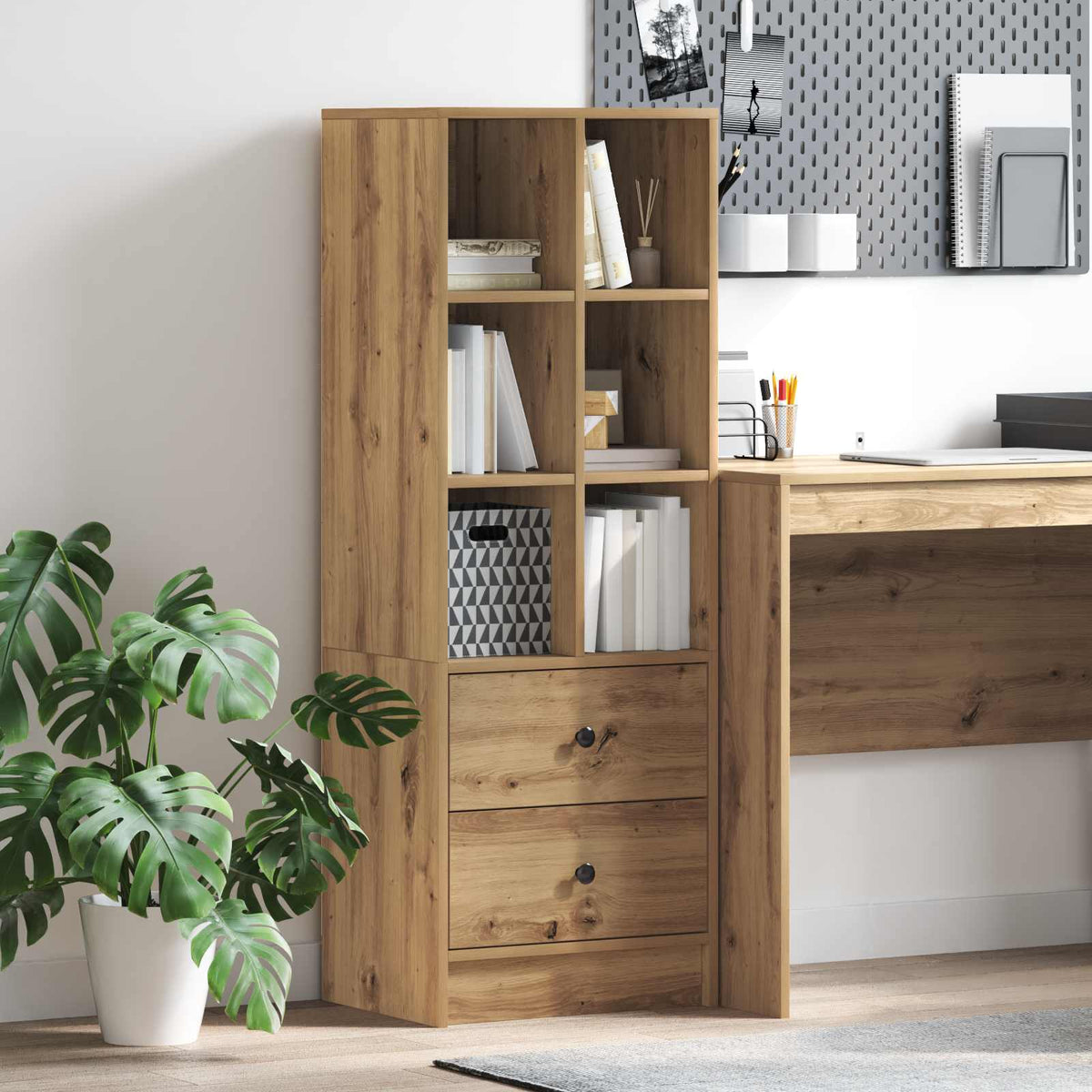 Vidaxl hoge kast artisan eiken 45,5 x 34 x 127 cm