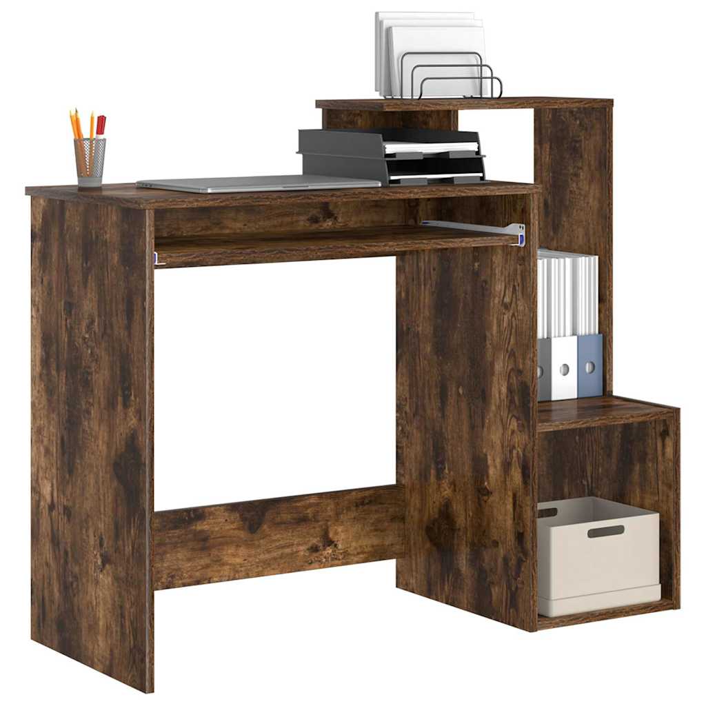 Vidaxl bureau gerookt eiken 106 x 41 x 88.5 cm bewerkt hout