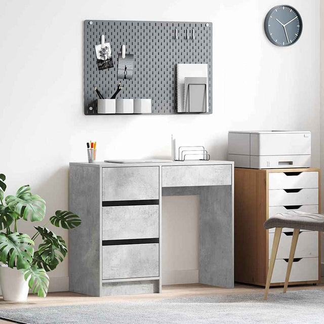 Vidaxl bureau beton grijs bewerkt hout 90 x 37,5 x 75 cm