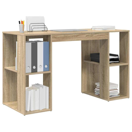 Vidaxl bureau sonoma eiken bewerkt hout 130 x 50.5 x 75 cm