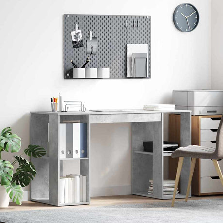 Vidaxl bureau beton grijs bewerkt hout 130 x 50.5 x 75 cm