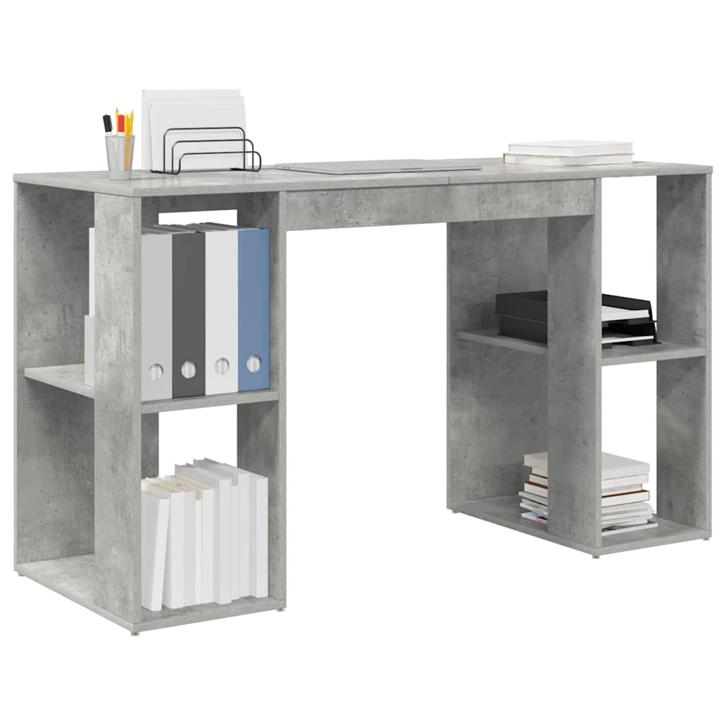 Vidaxl bureau beton grijs bewerkt hout 130 x 50.5 x 75 cm