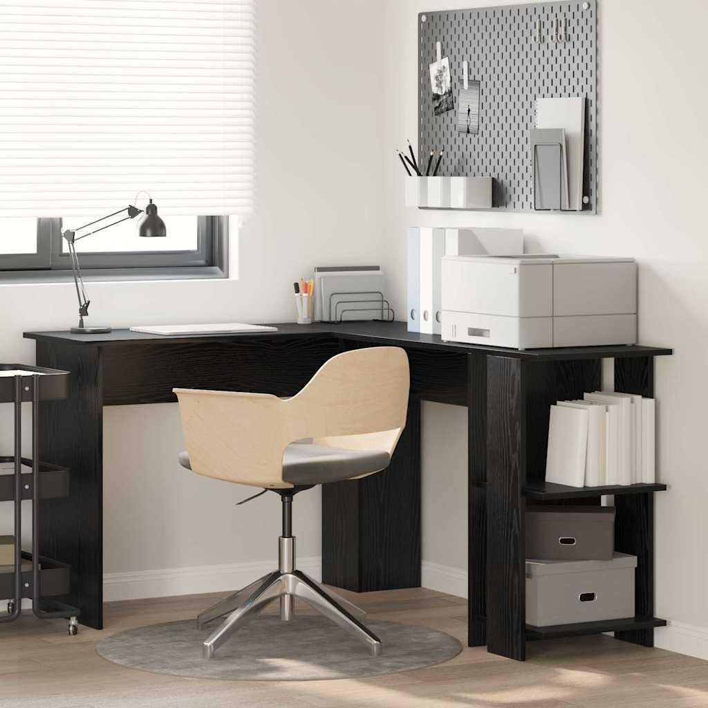 Vidaxl hoekbureau zwart eiken bewerkt hout 140 x 113,5 x 75 cm