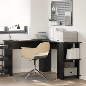 Vidaxl hoekbureau zwart eiken bewerkt hout 140 x 113,5 x 75 cm