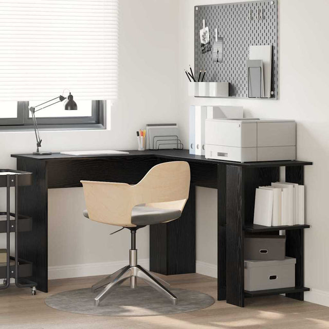 Vidaxl hoekbureau zwart eiken bewerkt hout 140 x 113,5 x 75 cm