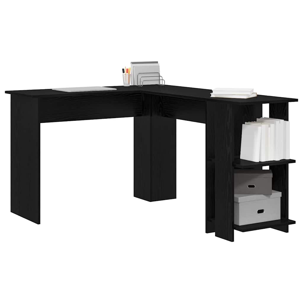 Vidaxl hoekbureau zwart eiken bewerkt hout 140 x 113,5 x 75 cm