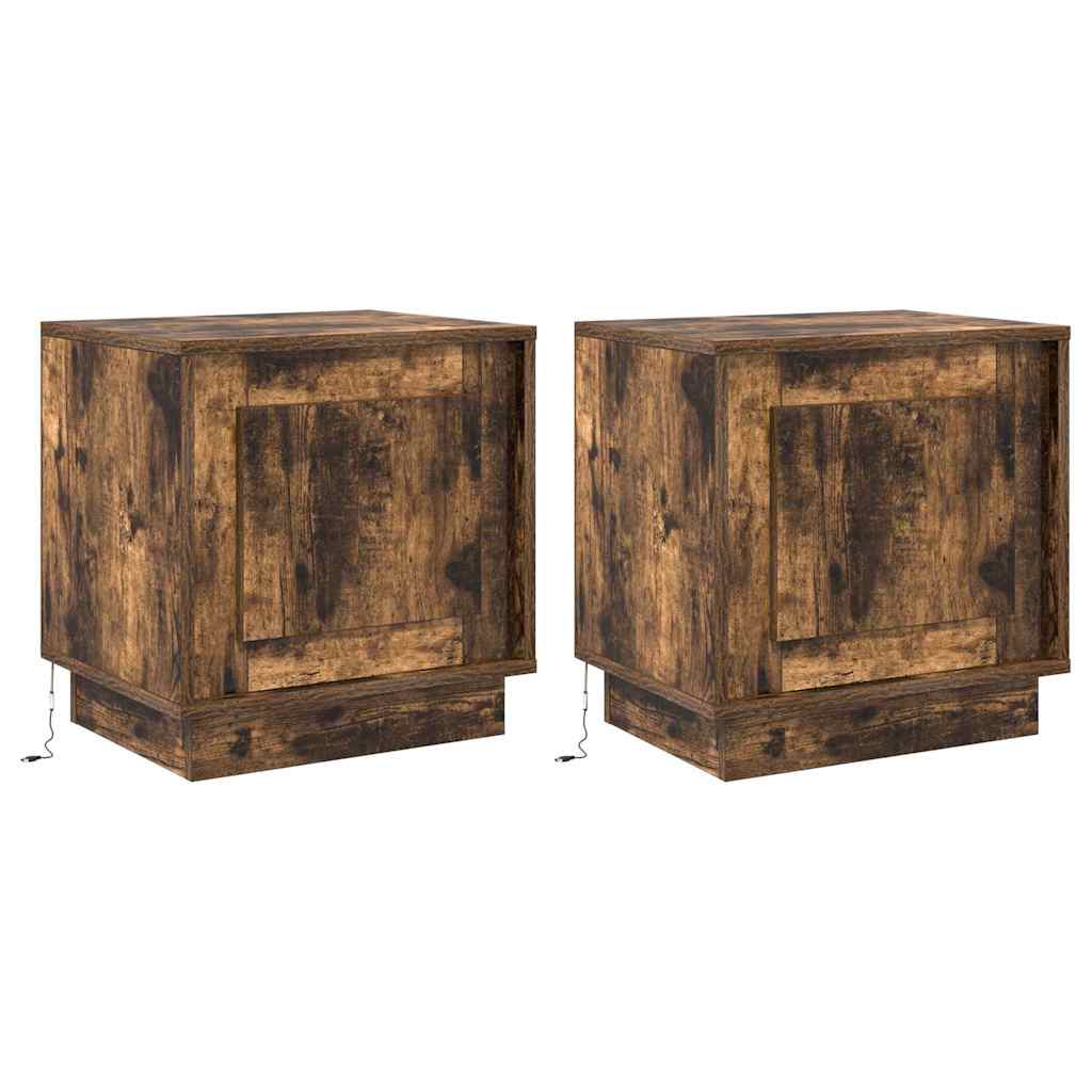 Vidaxl nachtkastje 2 st gerookt eiken 44 x 34,5 x 45 cm bewerkt hout