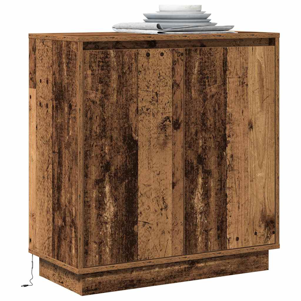 Vidaxl led sideboard oud hout 71 x 34,5 x 75 cm bewerkt hout