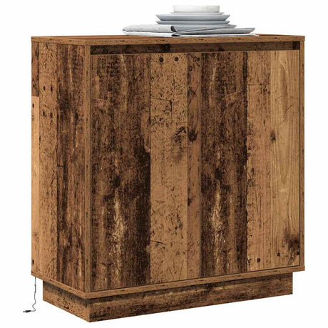 Vidaxl led sideboard oud hout 71 x 34,5 x 75 cm bewerkt hout