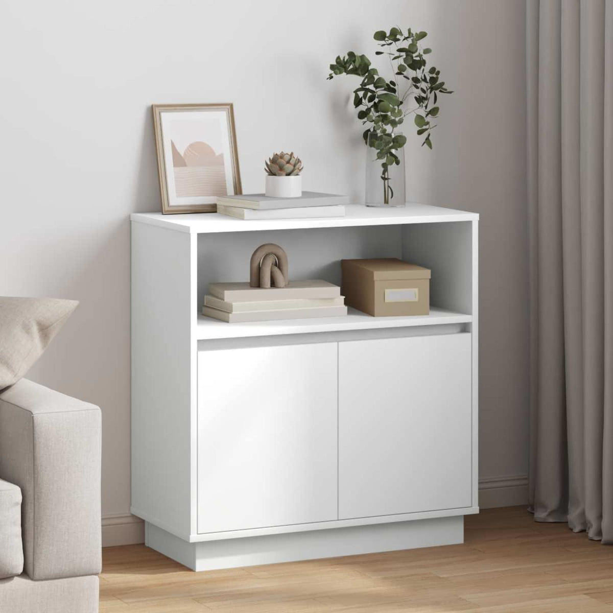 Vidaxl led sideboard wit 71 x 34,5 x 75 cm bewerkt hout