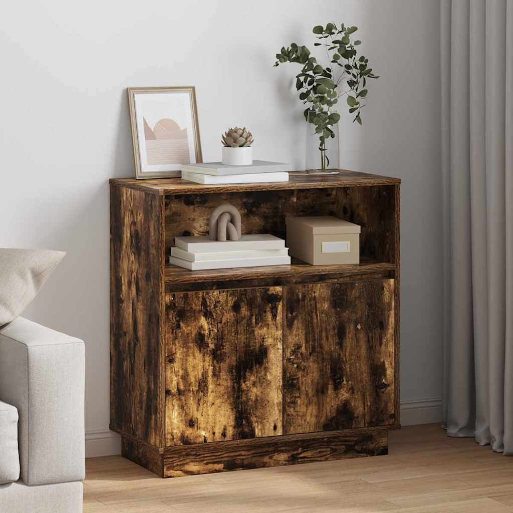 Vidaxl led sideboard gerookt eiken 71 x 34,5 x 75 cm bewerkt hout