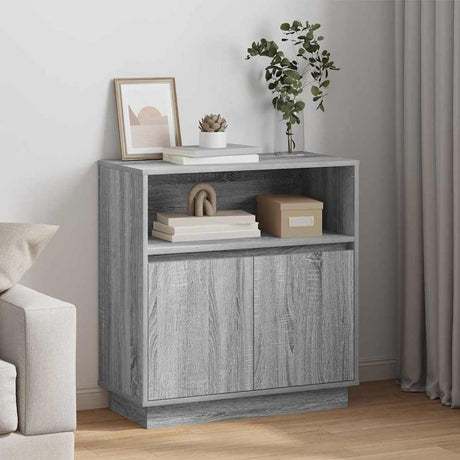 Vidaxl led sideboard grijs sonoma 71 x 34,5 x 75 cm bewerkt hout
