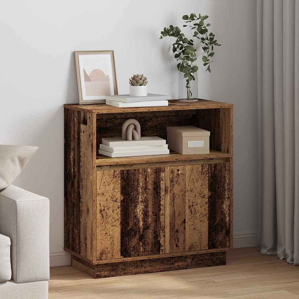 Vidaxl led sideboard oudhout 71 x 34,5 x 75 cm bewerkt hout