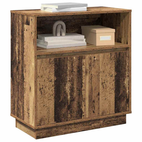 Vidaxl led sideboard oudhout 71 x 34,5 x 75 cm bewerkt hout
