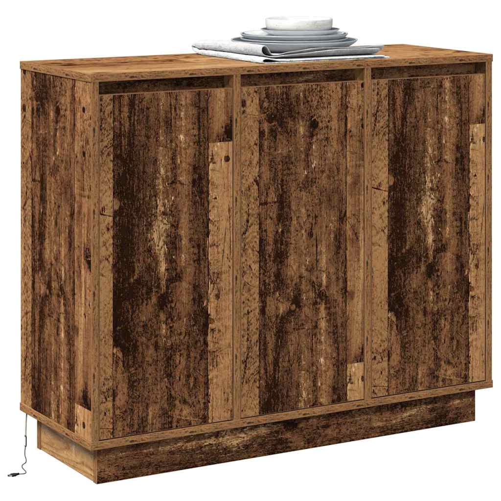 Vidaxl led sideboard oudhout 90 x 32 x 75 cm bewerkt hout
