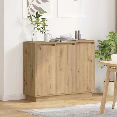 Vidaxl led sideboard artisan eiken 90 x 32 x 75 cm bewerkt hout