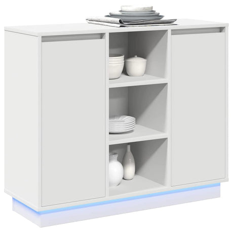 Vidaxl led sideboard wit 90 x 32 x 75 cm bewerkt hout