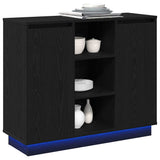 Vidaxl led sideboard zwart eiken 90 x 32 x 75 cm bewerkt hout