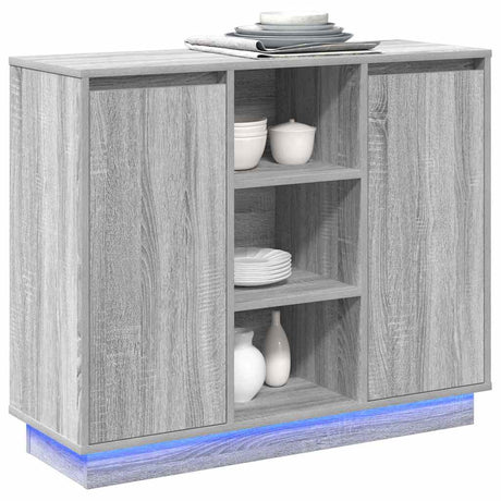 Vidaxl led sideboard grijs sonoma 90 x 32 x 75 cm bewerkt hout