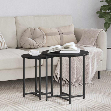 Vidaxl bijzettafelset 2 st zwart eiken 50 x 50 x 50 cm