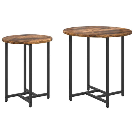 Vidaxl bijzettafelset 2 st gerookt eiken en zwart 50 x 50 x 50 cm