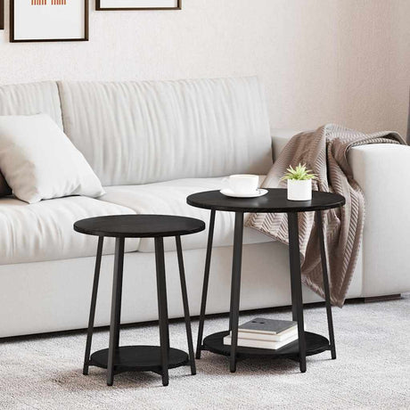 Vidaxl bijzettafelset 2 st zwart eiken 50 x 50 x 51 cm