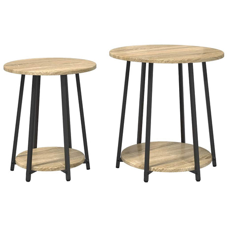 Vidaxl bijzettafelset 2 st sonoma eiken en zwart 50 x 50 x 51 cm