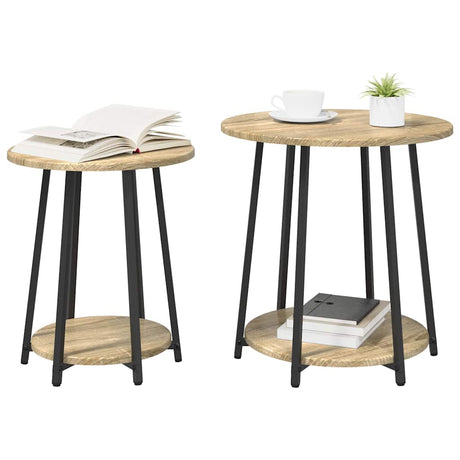 Vidaxl bijzettafelset 2 st sonoma eiken en zwart 50 x 50 x 51 cm