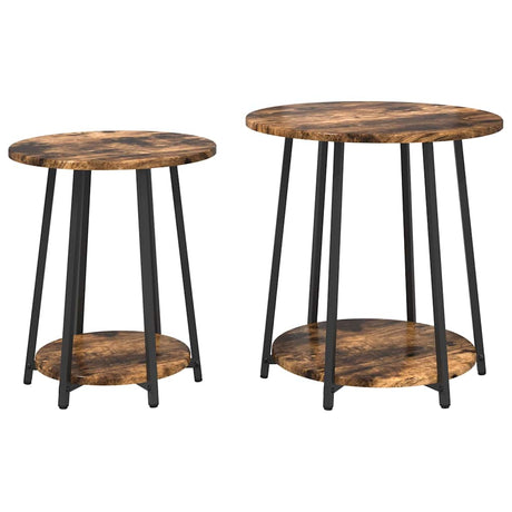 Vidaxl bijzettafelset 2 st gerookt eiken en zwart 50 x 50 x 51 cm