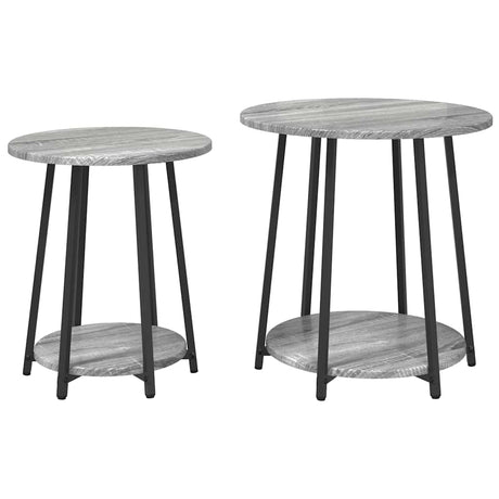 Vidaxl bijzettafelset 2 st grijs sonoma en zwart 50 x 50 x 51 cm