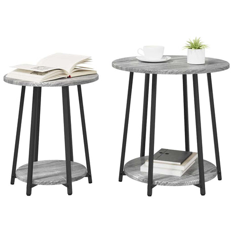 Vidaxl bijzettafelset 2 st grijs sonoma en zwart 50 x 50 x 51 cm
