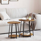 Vidaxl bijzettafelset 2 st oud hout en zwart 50 x 50 x 51 cm