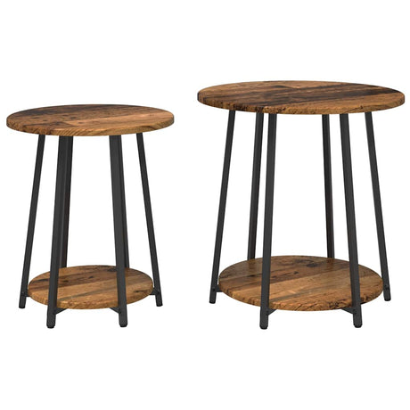 Vidaxl bijzettafelset 2 st oud hout en zwart 50 x 50 x 51 cm