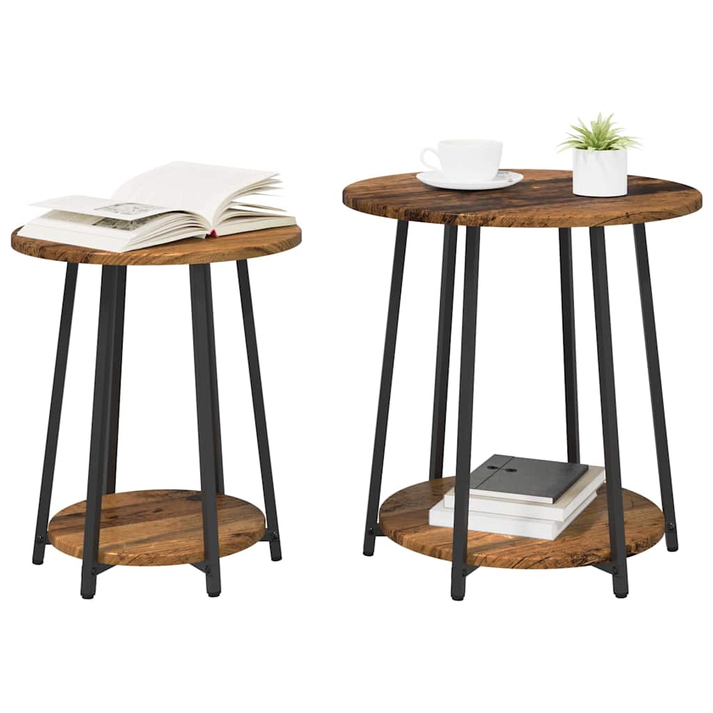 Vidaxl bijzettafelset 2 st oud hout en zwart 50 x 50 x 51 cm