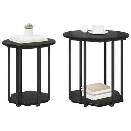 Vidaxl bijzettafelset 2 st zwart eiken 50 x 50 x 50,5 cm