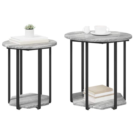 Vidaxl bijzettafelset 2 st grijs 50 x 50 x 50,5 cm