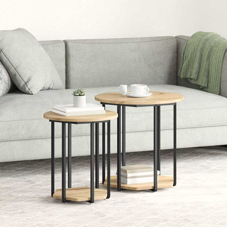 Vidaxl bijzettafelset 2 st bruin 50 x 50 x 50,5 cm