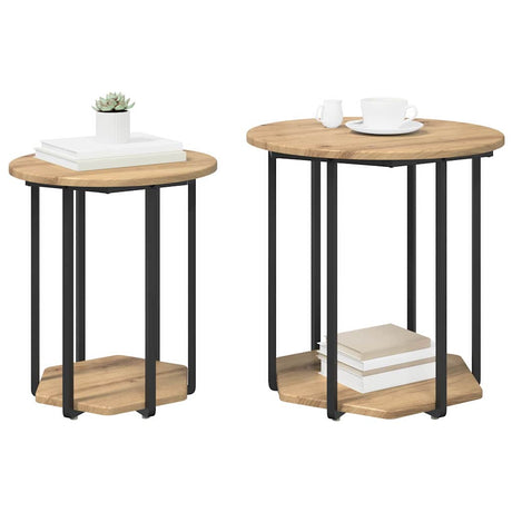 Vidaxl bijzettafelset 2 st bruin 50 x 50 x 50,5 cm