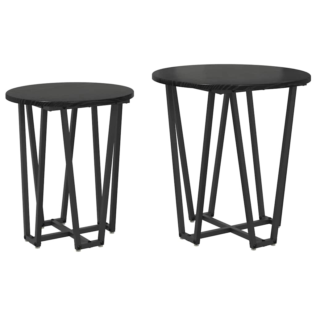 Vidaxl bijzettafelset 2 st zwart eiken 50 x 50 x 50,5 cm