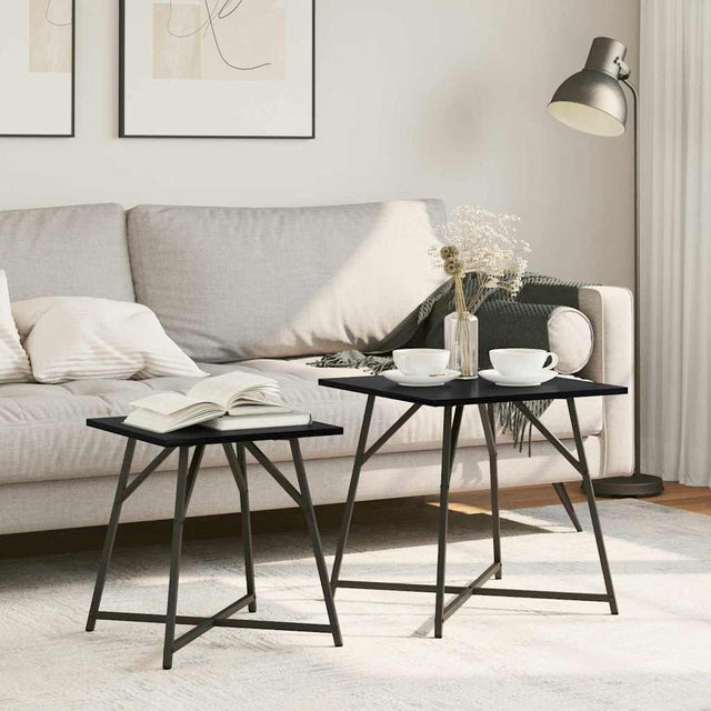 Vidaxl bijzettafelset 2 st zwart eiken 50 x 50 x 50 cm