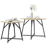 Vidaxl bijzettafelset 2 st sonoma eiken en zwart 50 x 50 x 50 cm