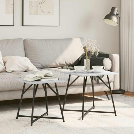 Vidaxl bijzettafelset 2 st grijs sonoma en zwart 50 x 50 x 50 cm