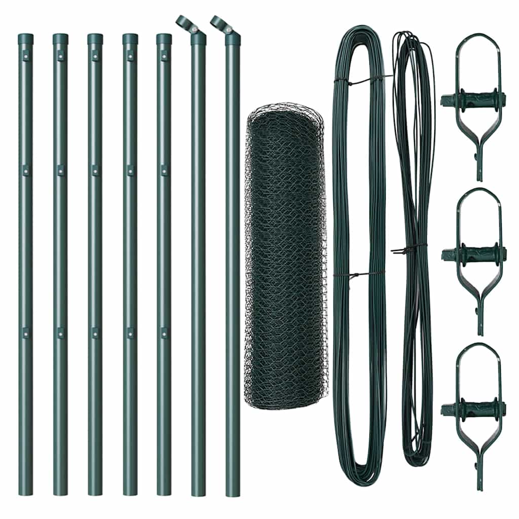 Vidaxl afrasteringspaal groen 10 x 0,5 m (25 mm gaas) staal en pvc