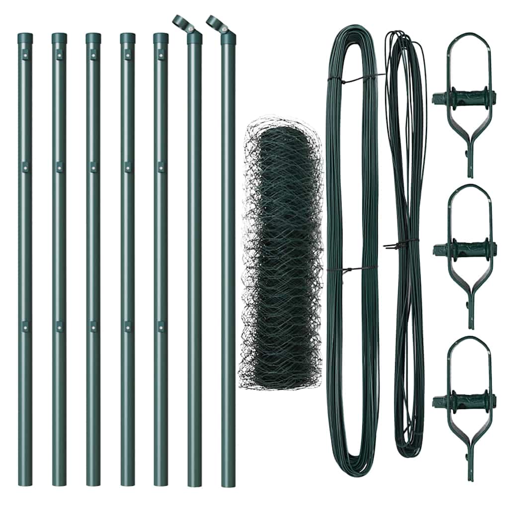 Vidaxl afrasteringspaal groen 10 x 0,5 m (50 mm gaas) staal en pvc