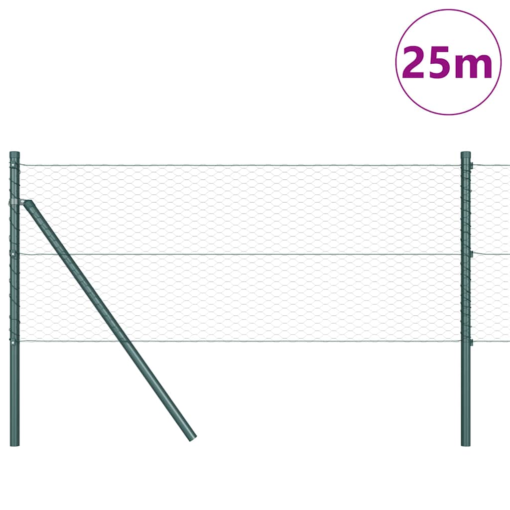Vidaxl afrasteringspaal groen 25 x 0,6 m (25 mm gaas) staal en pvc