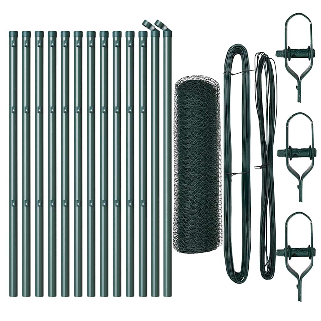 Vidaxl afrasteringspaal groen 25 x 0,8 m (25 mm gaas) staal en pvc