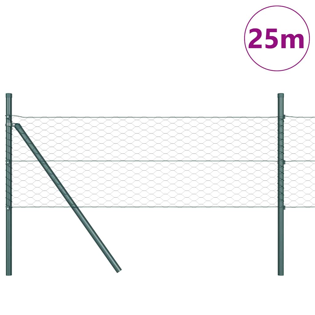 Vidaxl afrasteringspaal groen 25 x 0,8 m (36 mm gaas) staal en pvc